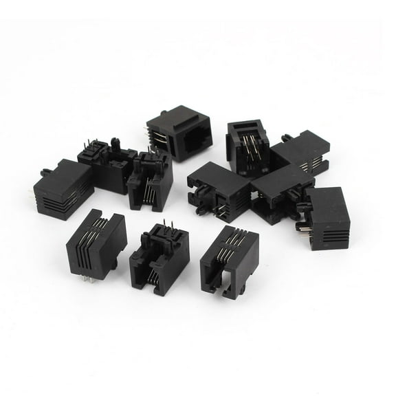 12 Pcs RJ11 4P4C Right Angle PCB Jacks Female Connectors for Telephone