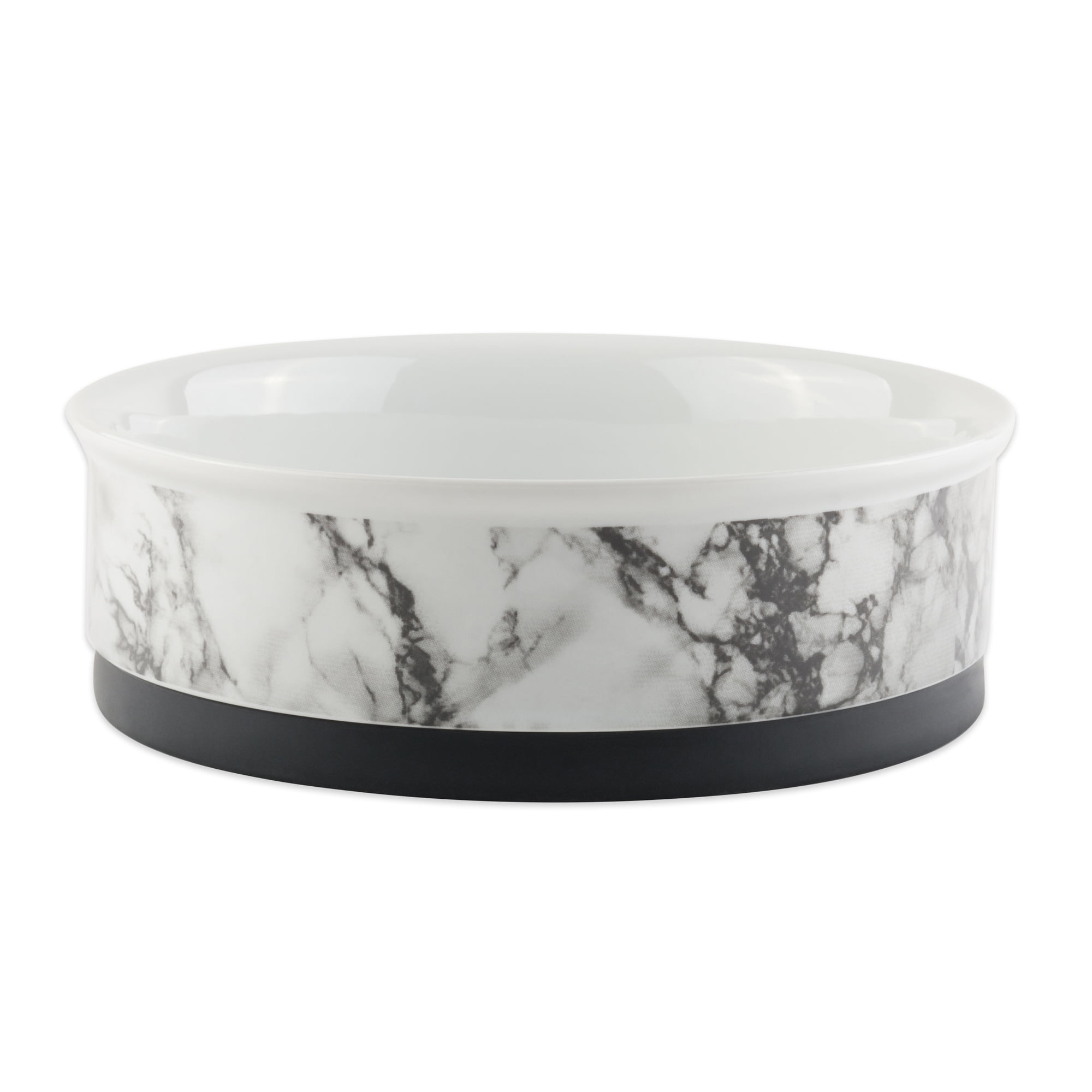 Bone Dry Ceramic Marble, Pet Bowls, Dishwasher Safe, Medium, 6x2", White, 2 Count