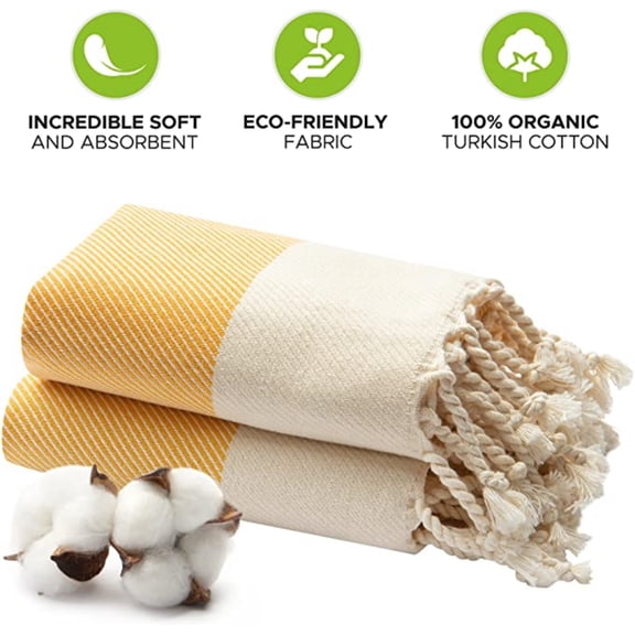 Mykonos Turkish Cotton Hand Towels (40x19 Inches, Set of 2) – Luxuriously Soft, Highly Absorbent & Versatile for Kitchen, Bathroom & More Yellow