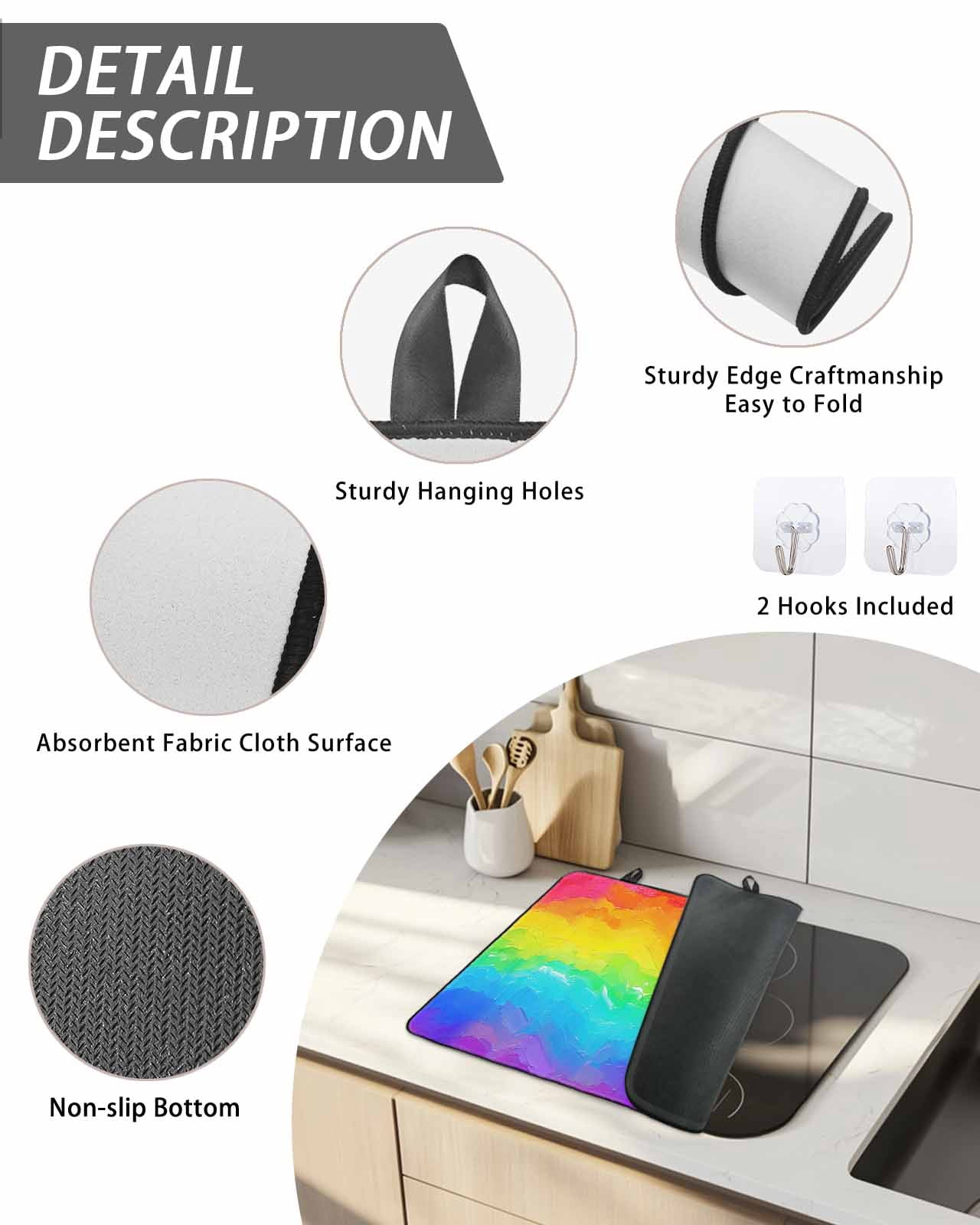 Stove Top Covers for Electric Stove, Rainbow Oil Painting Glass Stovetop Cover Protector, Watercolor Colorful Abstract Art Induction Cooktop Protector Oven Mat for Kitchen Countertop 24"x21"