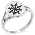 thumbnail image 1 of Stainless Steel Chaos Minimalist Oval Top Polished Statement Signet Ring, 1 of 1