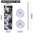 thumbnail image 3 of Camouflage 20 Oz Stainless Steel Skinny Tumbler – Vacuum Insulated Slim Travel Cup with Lid & Stainless Steel Straw, 360° Full Wrap Printed Tumbler for Home, Office & Outdoor Use, 3 of 6
