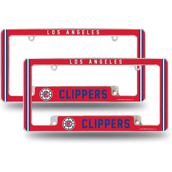 Los Angeles Basketball Clippers (Set of 2) Chrome Metal License Plate Frames with Bold Full Frame Design