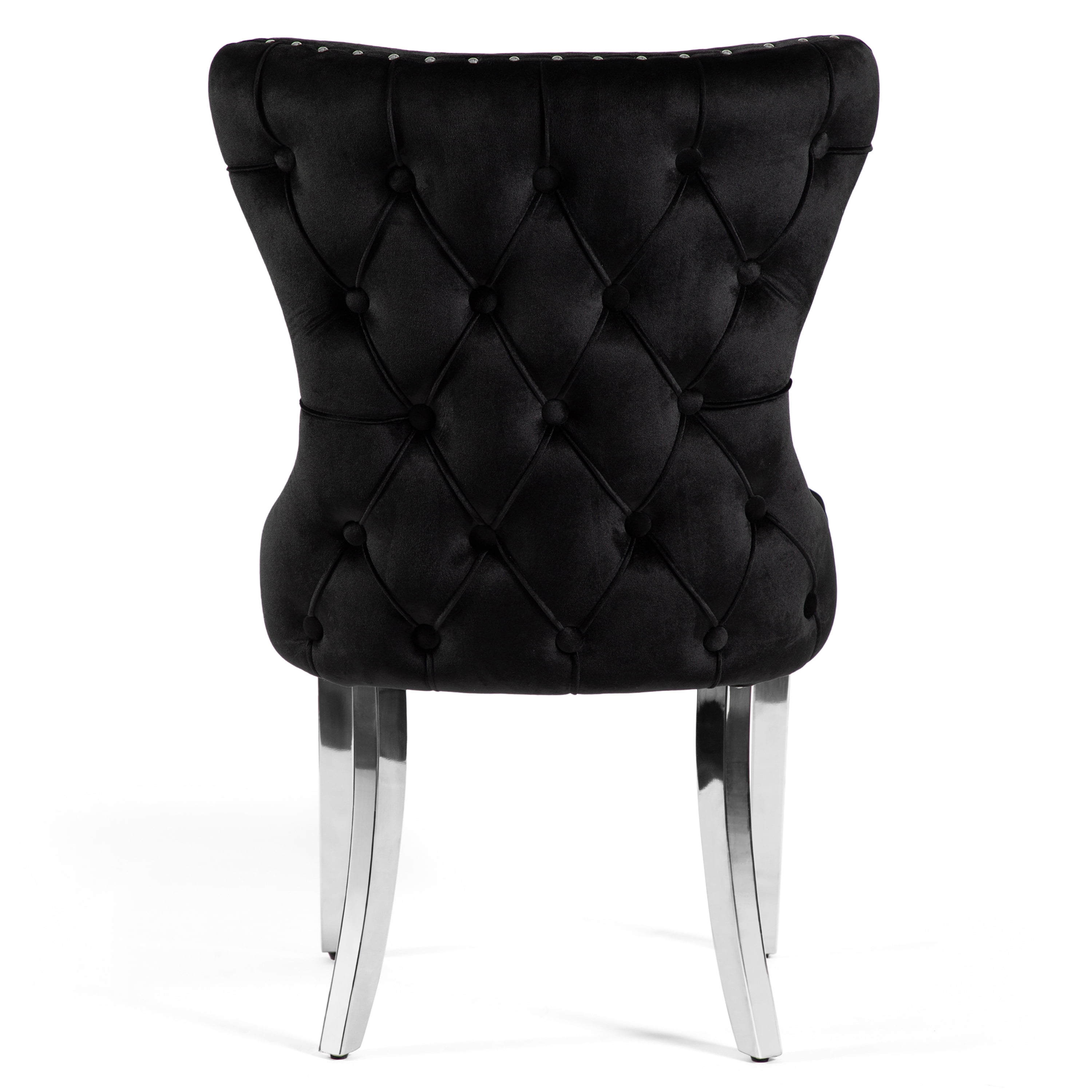 Furniture of America Vera Glam Nailhead Trim Dining Chairs, Black and Chrome (Set of 2)