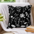 thumbnail image 3 of Pillow Covers 26x26 Set of 2, Black Wildflowers Throw Pillow Covers Decorative Couch Cushion Cover, Farmhouse Floral Botanical Leaves Microfiber Soft Square Pillowcases for Bedroom Living Room Sofa, 3 of 9