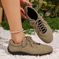 thumbnail image 4 of longantii Women's Suede Lace-Up Sneakers, Low-Top Casual Athletic Walking Shoes, Comfortable Fashion Flats for Daily Wear Khaki, 4 of 7