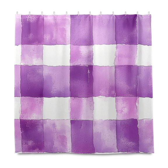 Yayeee Shower Curtain with Hooks 72"x72" Waterproof Fabric Bathroom Hanging Decor, Purple and White Pattern