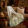 thumbnail image 3 of Whimsical Woodland Forest Animal Gathering Scene, Festive Holiday Scene, Warm Flannel Blanket for Living Room and Reading Nook, Art Lovers Thanksgiving Gift, Festive Home Decor, 3 of 9