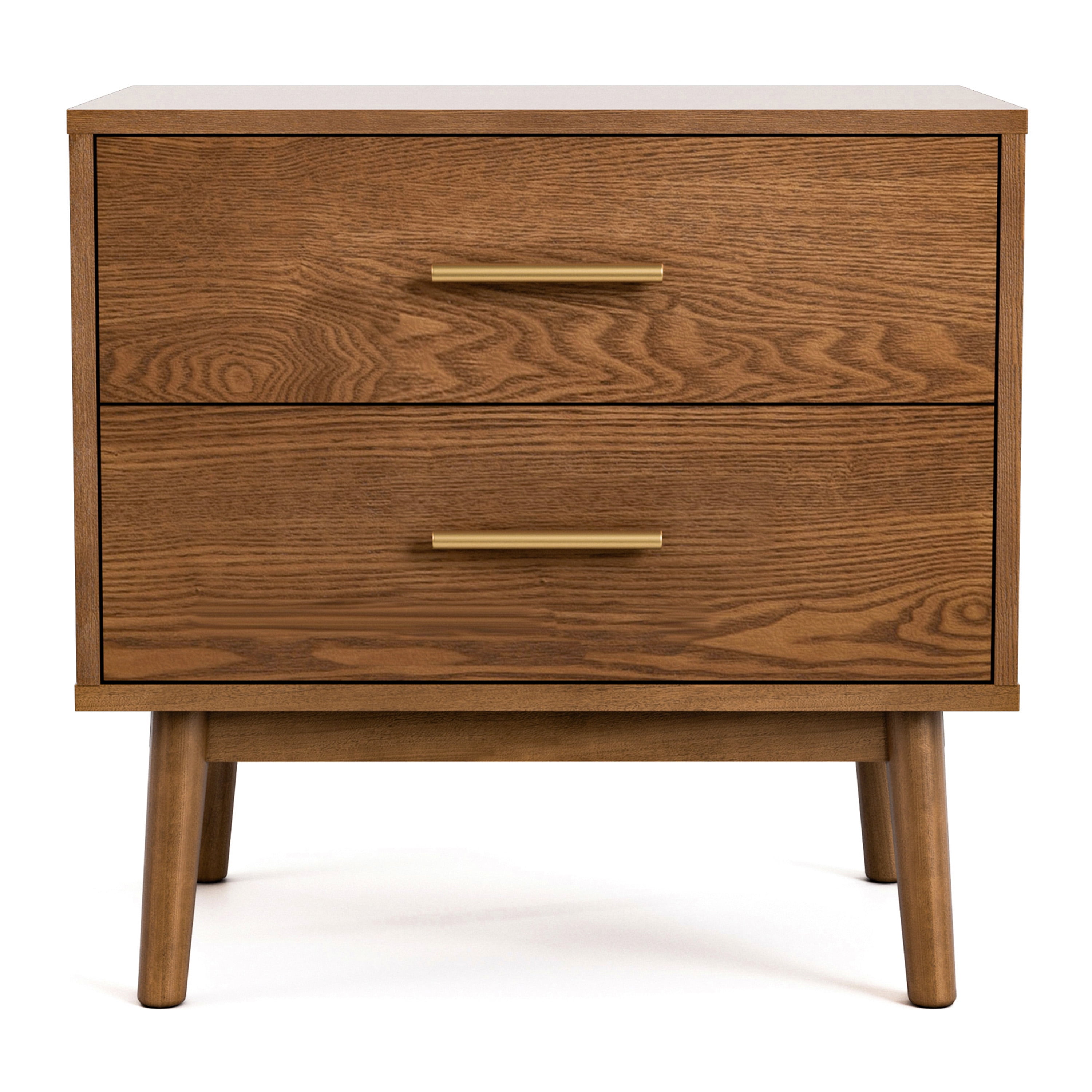 Furniture of America Erik Adult Mid-Century 2-Drawer Solid Wood Nightstand, Walnut