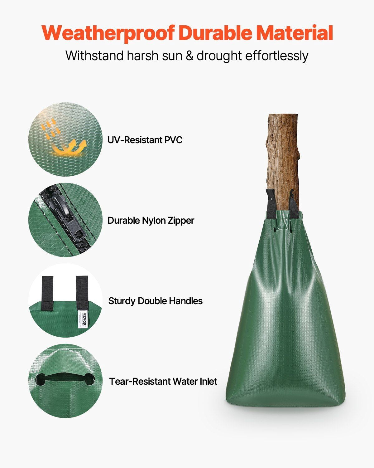 3 Pack 20 Gallon Tree Watering Bags - 5-9 Hours Slow Release Refillable Drip Irrigation Bags with Zipper, Durable Deep Root Watering System for Newly Planted Trees