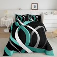thumbnail image 2 of Homewish Teal Grey Stripes Lines Bedding Comforter Set 2pcs for Female Men Adults,Vintage Aesthetic Twin Comforter Sets Microfiber,Geometric Theme Breathable Bedding Set,Luxury Bedroom Decor, 2 of 8