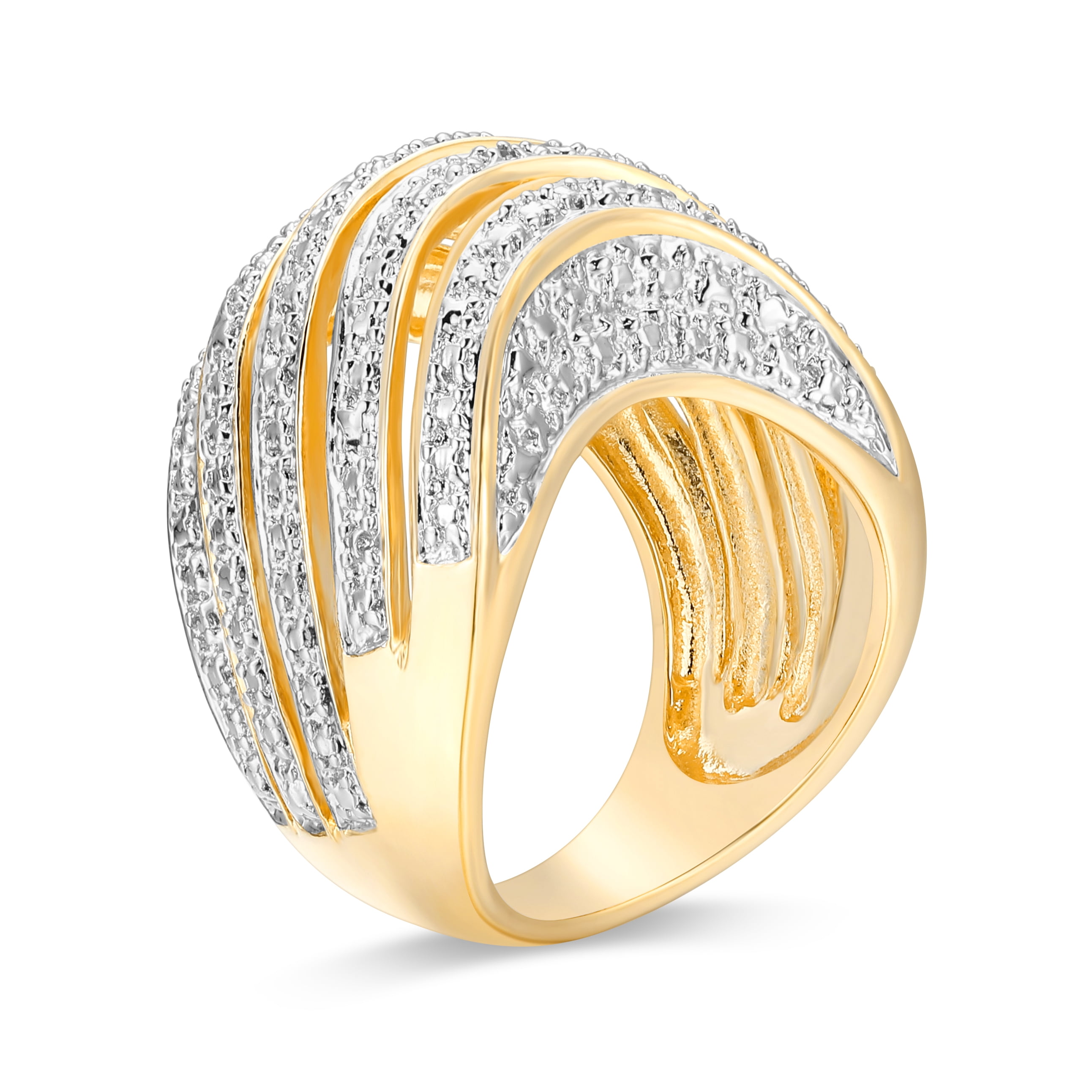 Forever Facets Diamond Accent Bombe Swirl Ring in Two-Tone Rhodium Over Bronze, Adult Female