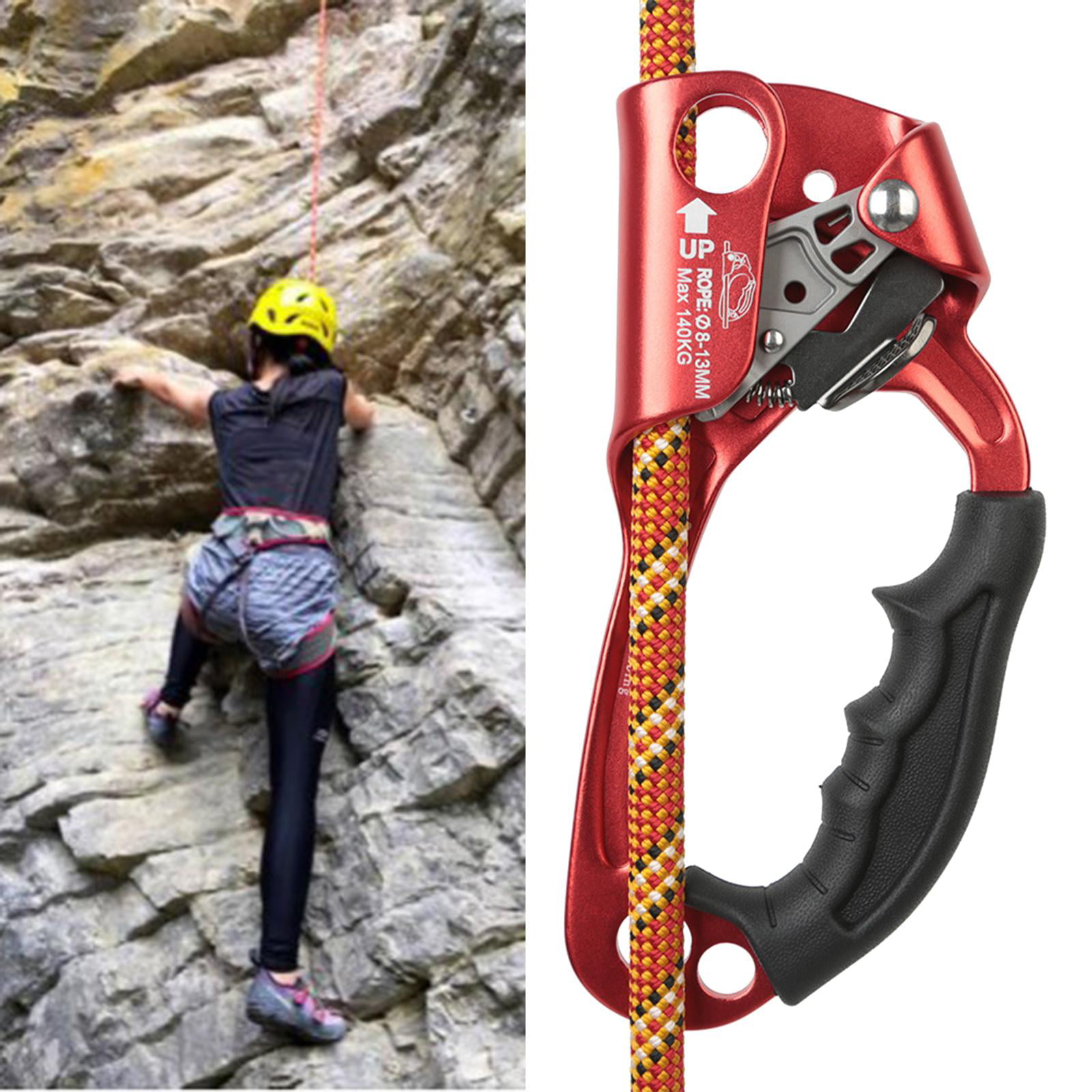 Rock Climbing Mountaineering Arborist Hand Ascender Rappelling Gear Device  Clamp Equipment for 8-12mm Rope