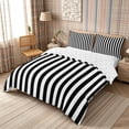 thumbnail image 2 of Meiyoeat Minimalist Vertical Stripe Duvet Cover Queen, Retro Geometric Line Queen Bedding, Black White,Reversible,3-Piece,No Comforter1 Duvet Cover and 2 Pillowcases, 2 of 6
