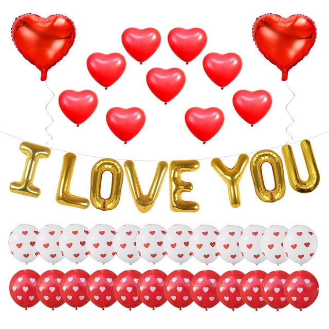Ensemble de Décorations de la Saint-Valentin Kit de Ballons « Je t'Aime » Ballons en Latex en Forme de Cœur Ballons en Latex en Forme de Cœur Décorations de la Saint-Valentin Ballon en Feuille en Forme de Cœur Ballons de la Saint-Valentin Rouges et Blancs