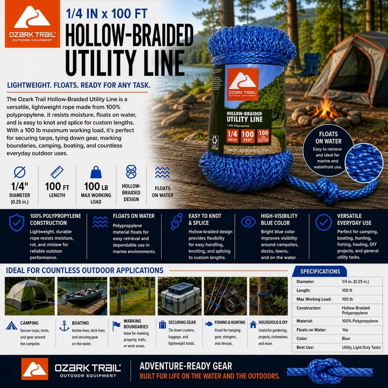 Hollow-Braided Polypropylene Utility Line, 100 Feet photo 3