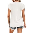 thumbnail image 3 of Liacowi Women's Summer T-Shirts Short Sleeve Lace V Neck Solid Color Loose Fit Tops, 3 of 5