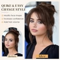 thumbnail image 4 of Yanonmyfd  Dark Brown Bangs Hair Clip,Middle Part Clip in Bangs Human Hair Natural Curtain Fringe with Temples Hairpieces for Women Clip on Bangs Daily Wear, 4 of 16