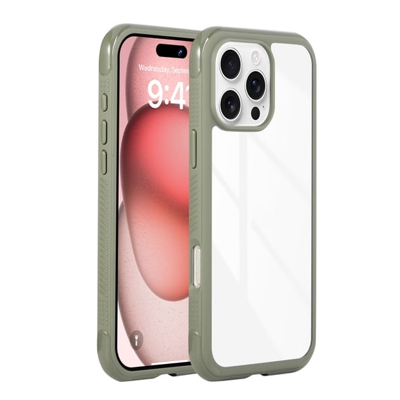Compatible for iPhone 13 Pro Max Case Clear with Color Border Frame, Hybrid Shockproof Protective Phone Case, Slim Transparent Anti-Scratch TPU Bumper Phone Cover for iPhone 13 Pro Max, Armygreen