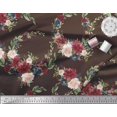 thumbnail image 3 of Soimoi Brown Cotton Cambric Fabric Ranunculus & Penoy Floral Print Print Fabric By the Yard 42 Inch Wide, 3 of 3