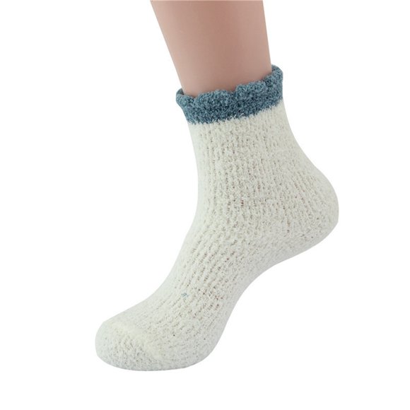 Aocisk Womens Thick Thermal Sleep Snow Floor Socks Mid Tube Socks Home Plus Thermal Socks Cozy Fuzzy Warm Slipper Socks White One Size