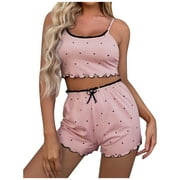 BEFOKA Sexy Women Lingerie Polka Dot Printed Temptation Babydoll Underwear Cami Underpants Shorts Sleepwear Briefs Suit Gray L