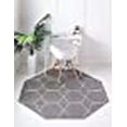 thumbnail image 3 of Unique Loom 3151523 5 x 5 ft. Geometric Trellis Frieze Octagon Rug, Light Gray, 3 of 15