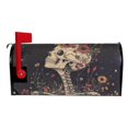 thumbnail image 2 of Yayeee Mailbox Cover Magnetic Standard Size Post Box Cover Wrap Decor, Skeleton with Flowers Pattern, 2 of 9
