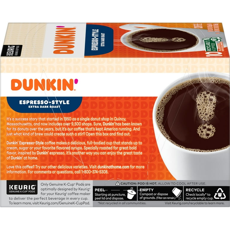 Dunkin' Espresso-Style Extra Dark Roast, Single Serve K-Cup Coffee