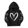 thumbnail image 4 of Dsjonao Girls Zip Up Hoodies Heart Printed Fleece Lined Sweatshirt Jackets Cute Long Sleeve Casual Outerwear For School Daily Wear，2-14Y, 4 of 6