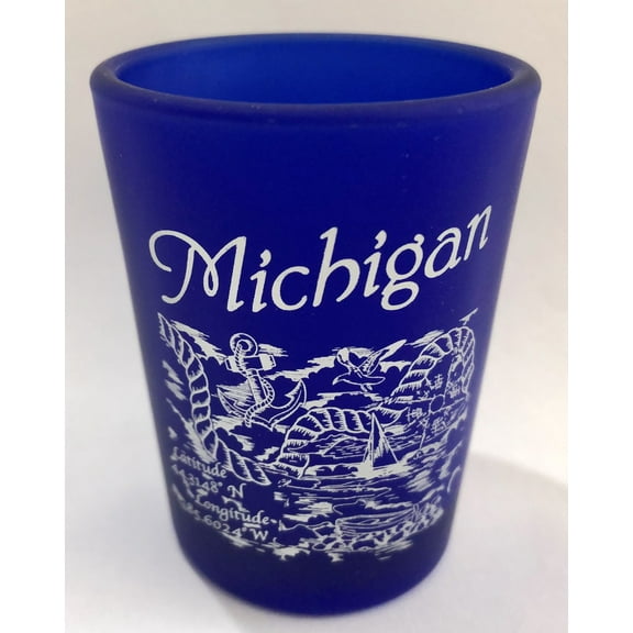 Michigan Nautical Pencil Sketch Ceramic Shot Glass