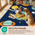 thumbnail image 4 of Design&I 4'x6' Washable Area Rug Flatweave Daily Traffic Ready Galaxy Rocket Comet Map Rings Field Chart Nebula Motifs Astronaut for Dorm Room, Living Apartment, 4 of 7