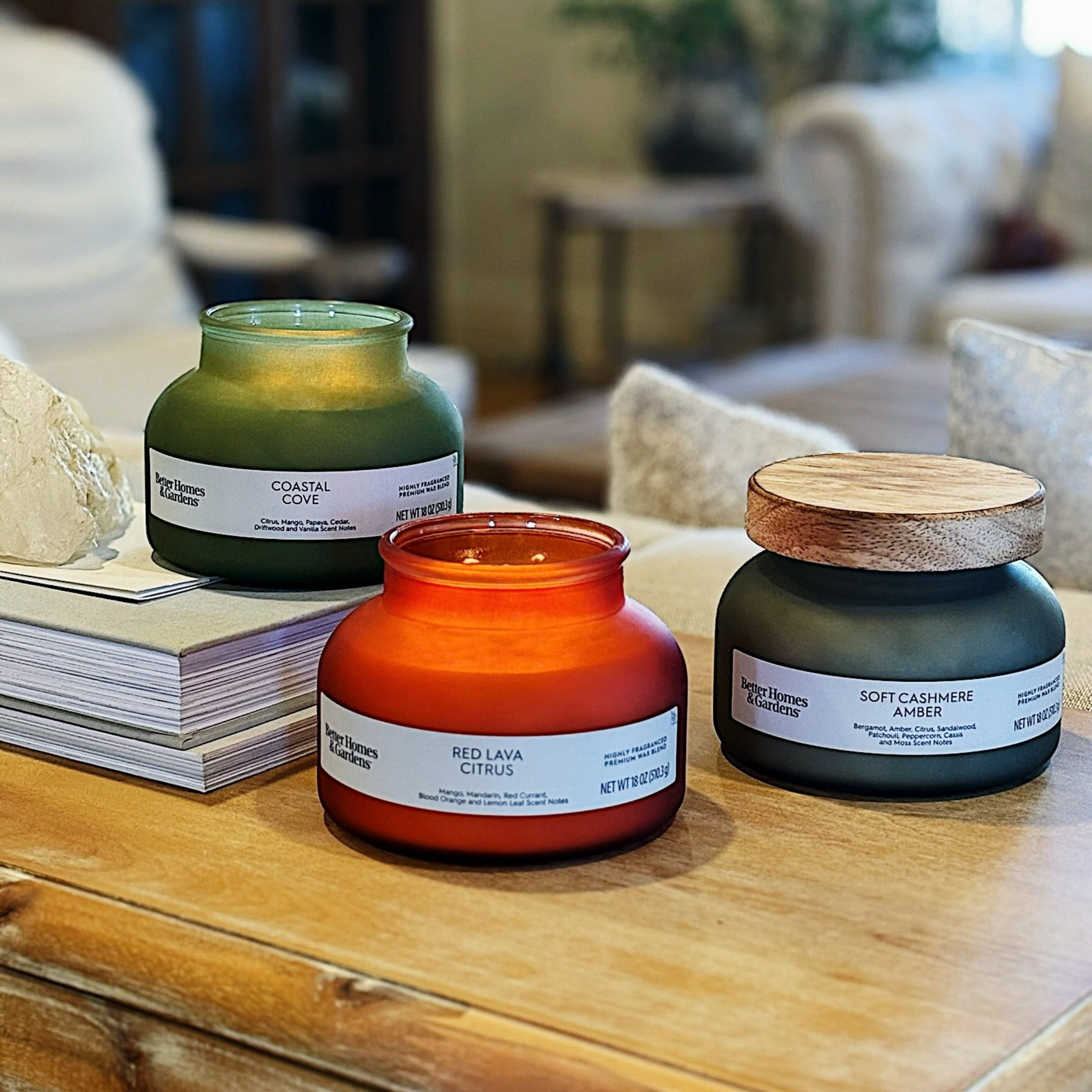 (2 pack) Better Homes and Gardens Red Lava and Citrus Scented 2-Wick Frosted Jar Candle 18oz.