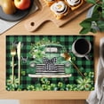 thumbnail image 2 of St. Patrick's Day Placemats Set of 6, Spring Green Truck Clovers Flowers Plaid Placemats for Dining Table, Place Mats for Kitchen Tabletop, Waterproof Wipeable Dining Table Mats Set, 2 of 9