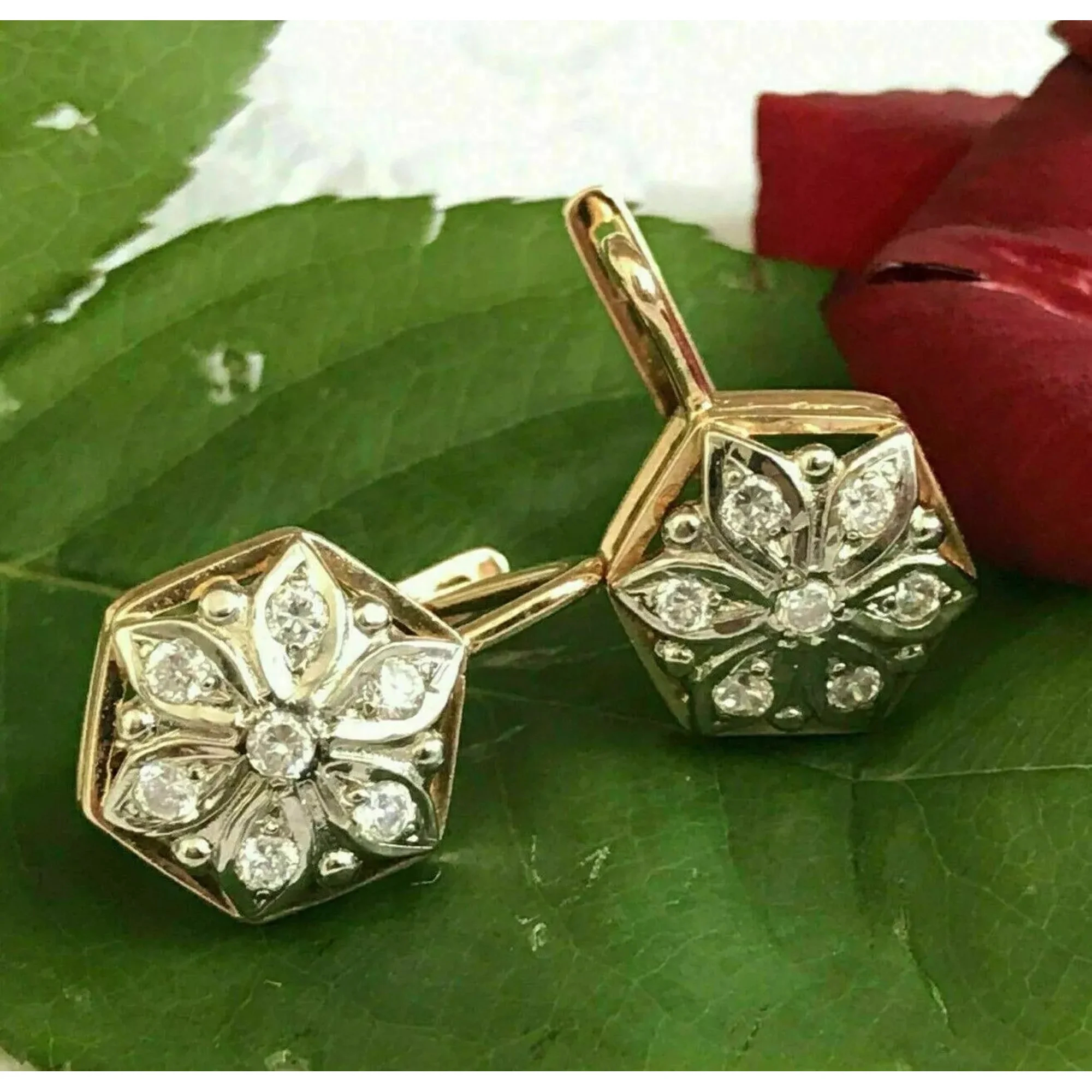 1.50 Ct Round Cut Simulated Diamond Drop Dangle Earrings, 14K Yellow Gold Plated Sterling Silver for Women