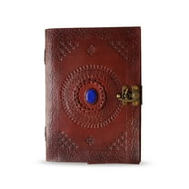 Jaald Leather Journal with Blue Stone Refillable Blank Notebook Diary Sketchbook Travel Journal Daily Planner Writing Pad Gift for Writers
