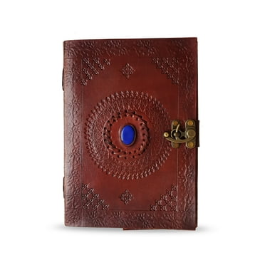Jaald Leather Journal with Blue Stone Refillable Blank Notebook Diary Sketchbook Travel Journal Daily Planner Writing Pad Gift for Writers