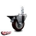 thumbnail image 2 of 3.5 Inch Maroon Polyurethane Wheel Swivel 3/4 Inch Square Stem Caster with Brake, 2 of 2