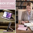 thumbnail image 4 of Leather Case for Samsung Galaxy S20FE Card Slot Folio Flip Wallet Case for Samsung Galaxy S20FE Premium PU Magnetic Kickstand Cover Soft TPU Inner Case Pink, 4 of 13