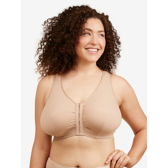 Leading Lady, The Meryl, Unpadded Wireless Bra, Front Close, Light Support, Comfort, Breathable Cotton Bra (Women's & Women's Plus)