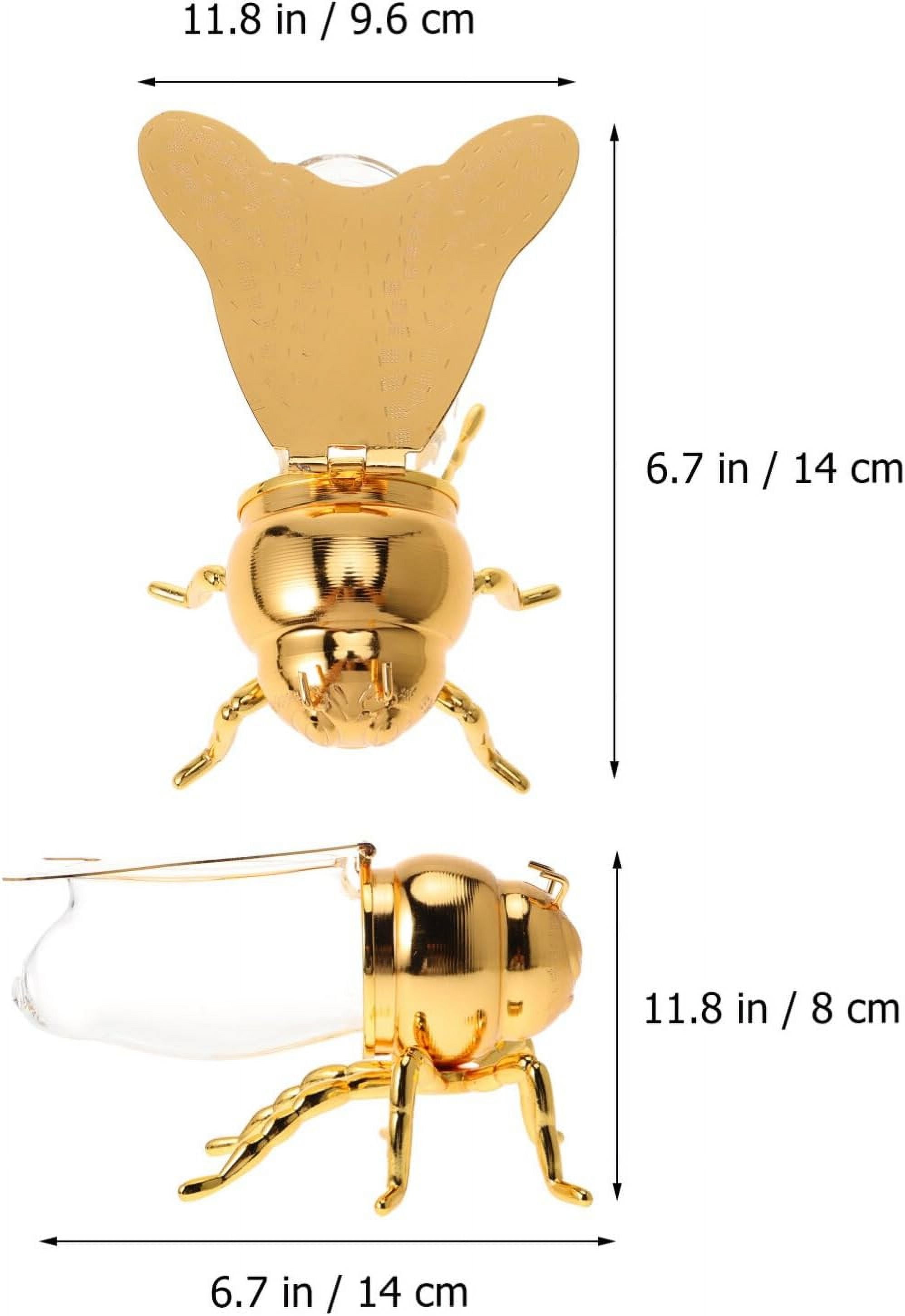 ABPETE Bee Honey Jar, Decorative Bee Shaped Honey Pot Bee Figurine Glass Honey Container Syrup Dispenser Crystal Condiment Pot Sugar Holder Bowl for Kitchen Home