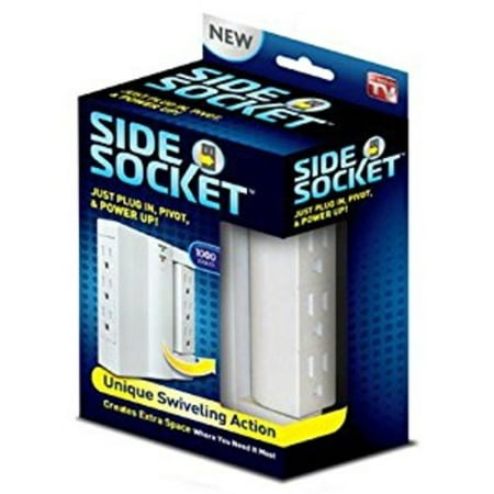 Side Socket - 6 Plug Swivel Outlet That Creates Space Behind Hard To Reach Spaces - Built In Surge Protector.