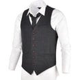 thumbnail image 1 of GFDYREE Men's Slim Fit Herringbone Tweed Suits Vest Premium Wool Blend Waistcoat, 1 of 7