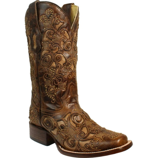 Corral Boots - Corral Women's Inlay And Stud Accents Boot Square Toe ...