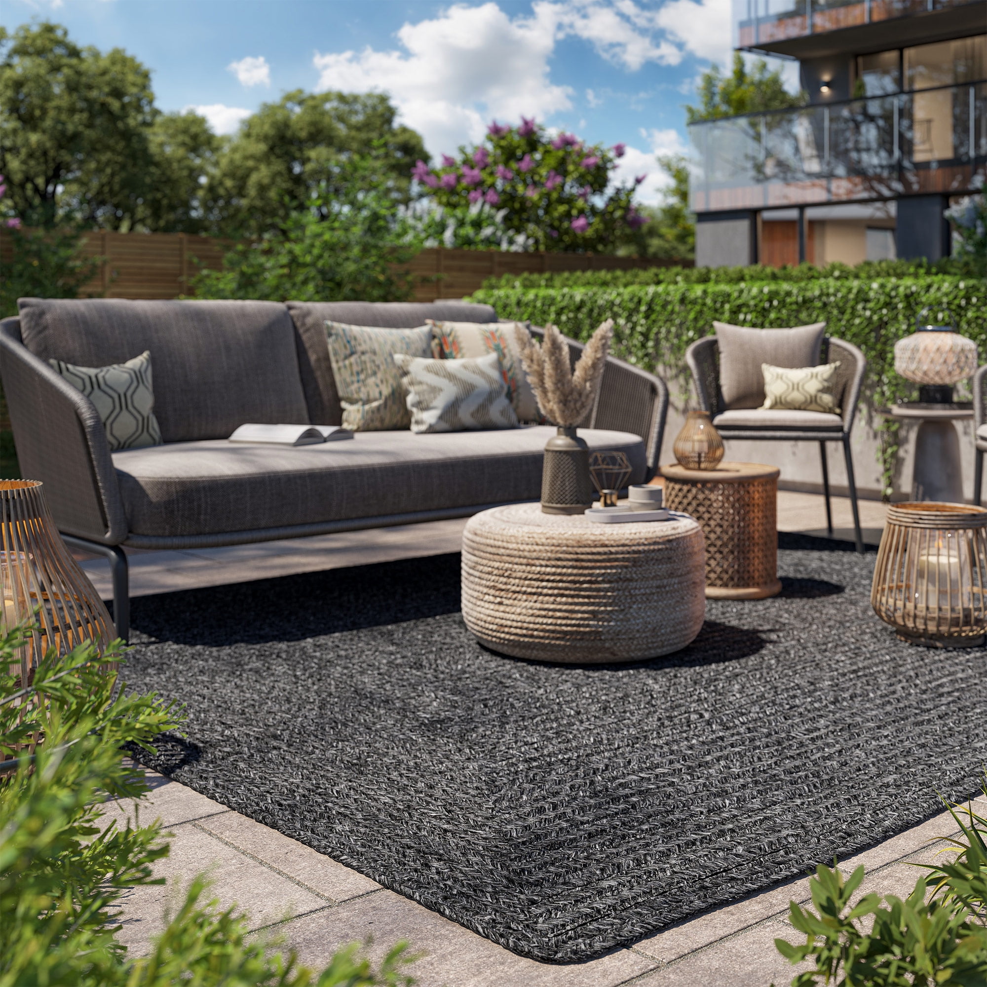 BELLEZE Modern Solid Colored Indoor Outdoor Area Rug, Accent Texture