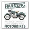 thumbnail image 1 of DistinctInk Custom Bumper Sticker - 10" x 10" Decorative Decal - White Background - Spontaneously Talking About Motorcycles, 1 of 2