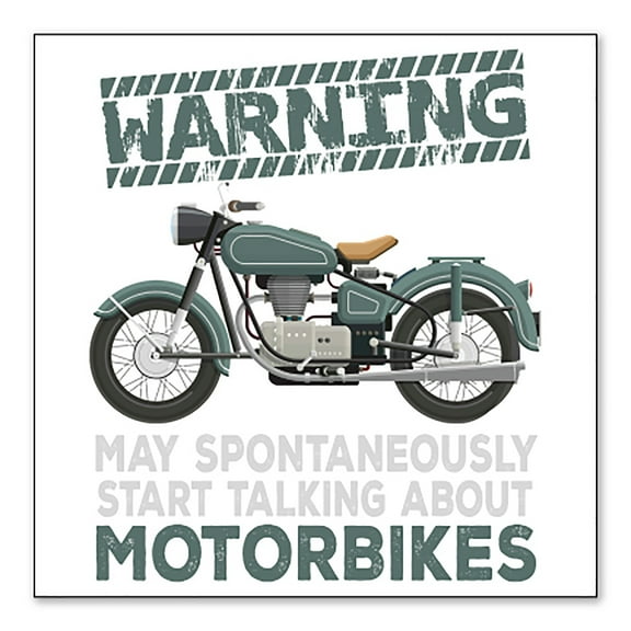 DistinctInk Custom Bumper Sticker - 3" x 3" Decorative Decal - White Background - Spontaneously Talking About Motorcycles