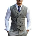 thumbnail image 2 of Aueoeo Men's Vintage Stripe Vests formal Dress Business Slim Fits Sleeveless Jacket Thin Suit Performance Elegant Waistcoat, 2 of 7