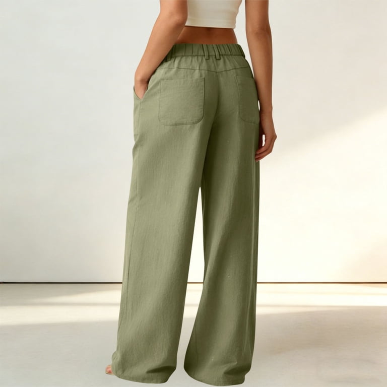 womens lined dress pants VV AVEORS Cotton Linen Button High Waisted Wide Leg Business Casual Trousers With Pockets Elastic Waist Green XL The longer 34” and 36” inseams ensure full Fakanhui Women's Fleece Lined Dressy