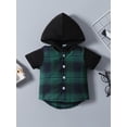 thumbnail image 4 of Bagilaanoe 2PCS Toddler Baby Boy Pants Set Plaid Print Short Sleeve Hooded Shirt Tops + Sweatpants 3M 6M 9M 12M 18M 24M Infant Casual Sweatsuits, 4 of 9